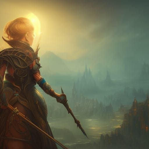 Fantastical Pregnant Woman in Detailed Matte Painting