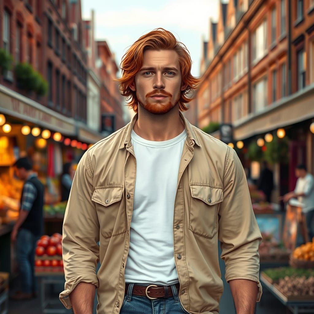 Hyperrealistic Portrait in a Vibrant Market