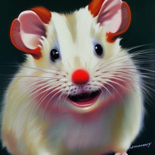 Clown Hamster in Oil Painting Style