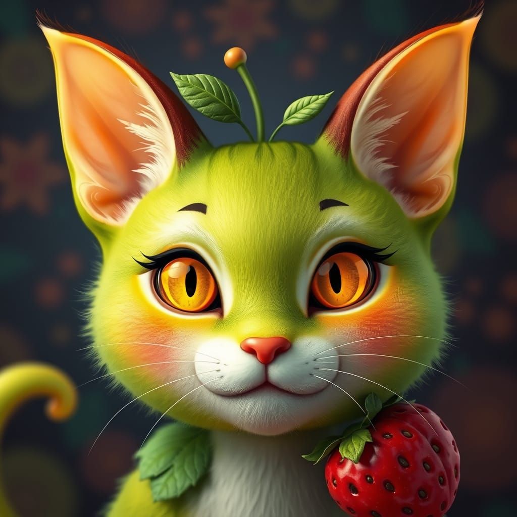 Fantastical Feline in Vibrant, Whimsical Style