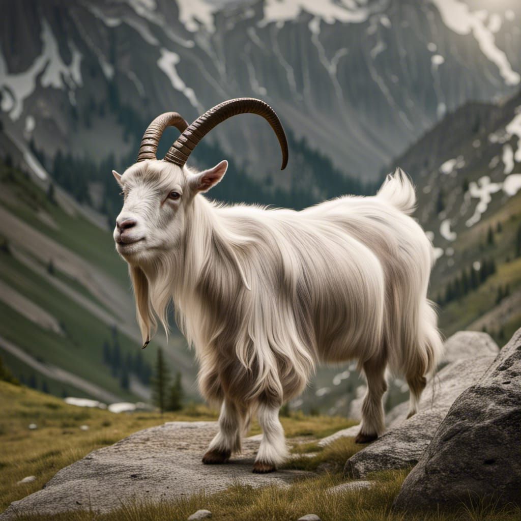 Alpine Goat Walking on Hind Legs