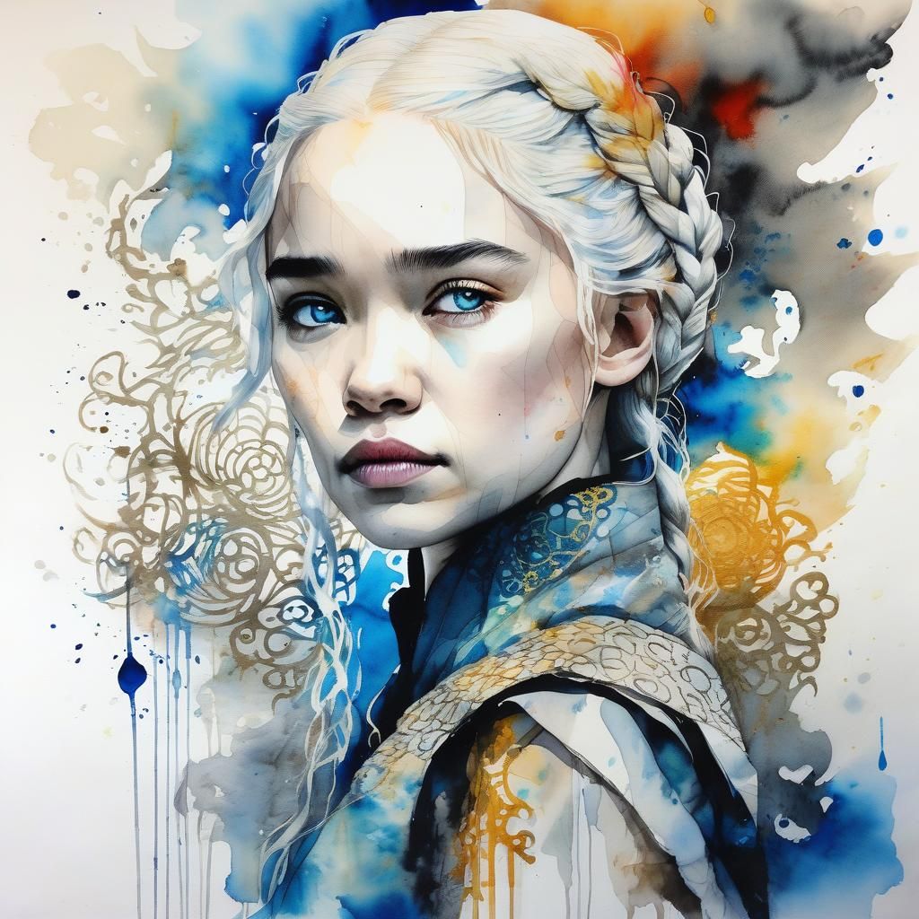 Daenerys Targaryen: Watercolor Museum Portrait in Lee Style