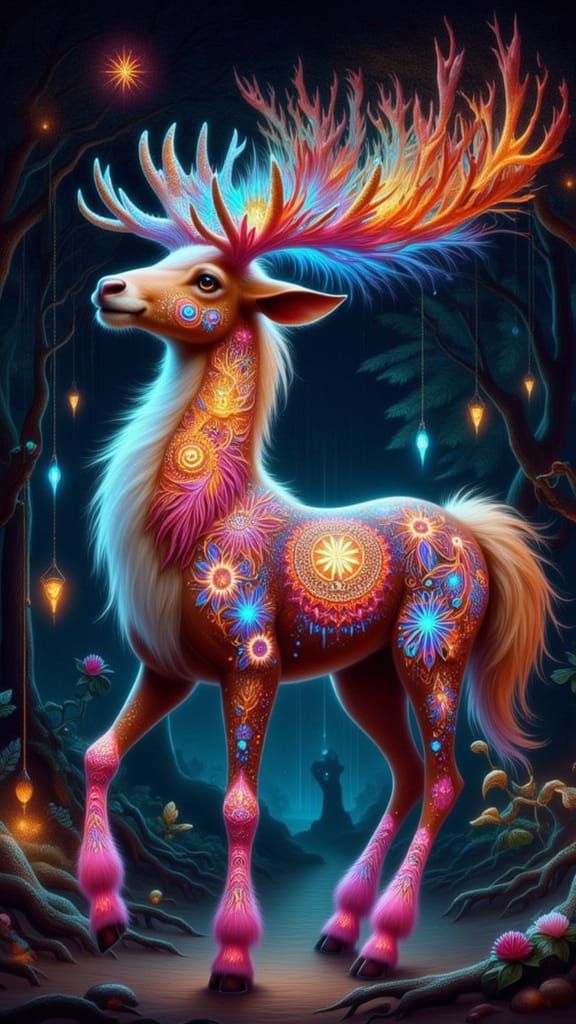 Mythical Hybrid Creature with Glowing Patterns