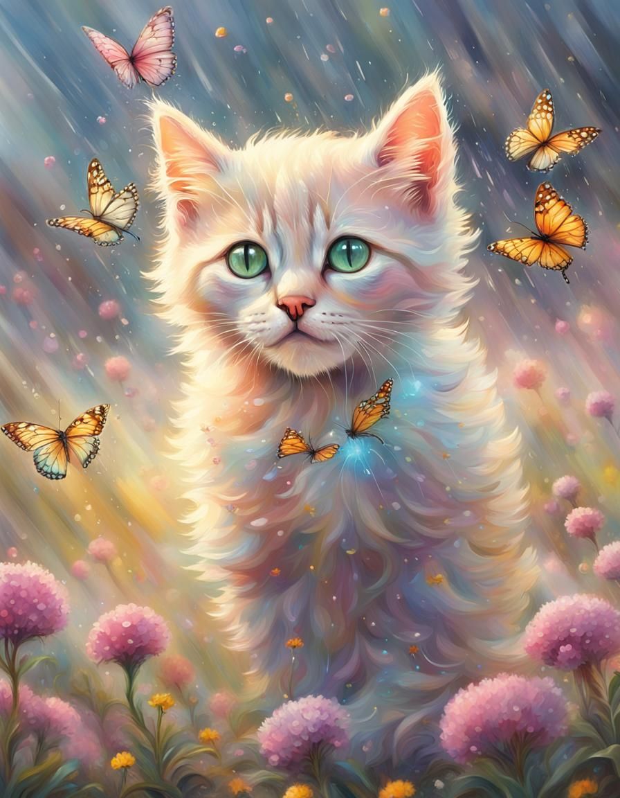 Pastel Kitten in the Sun and Rain
