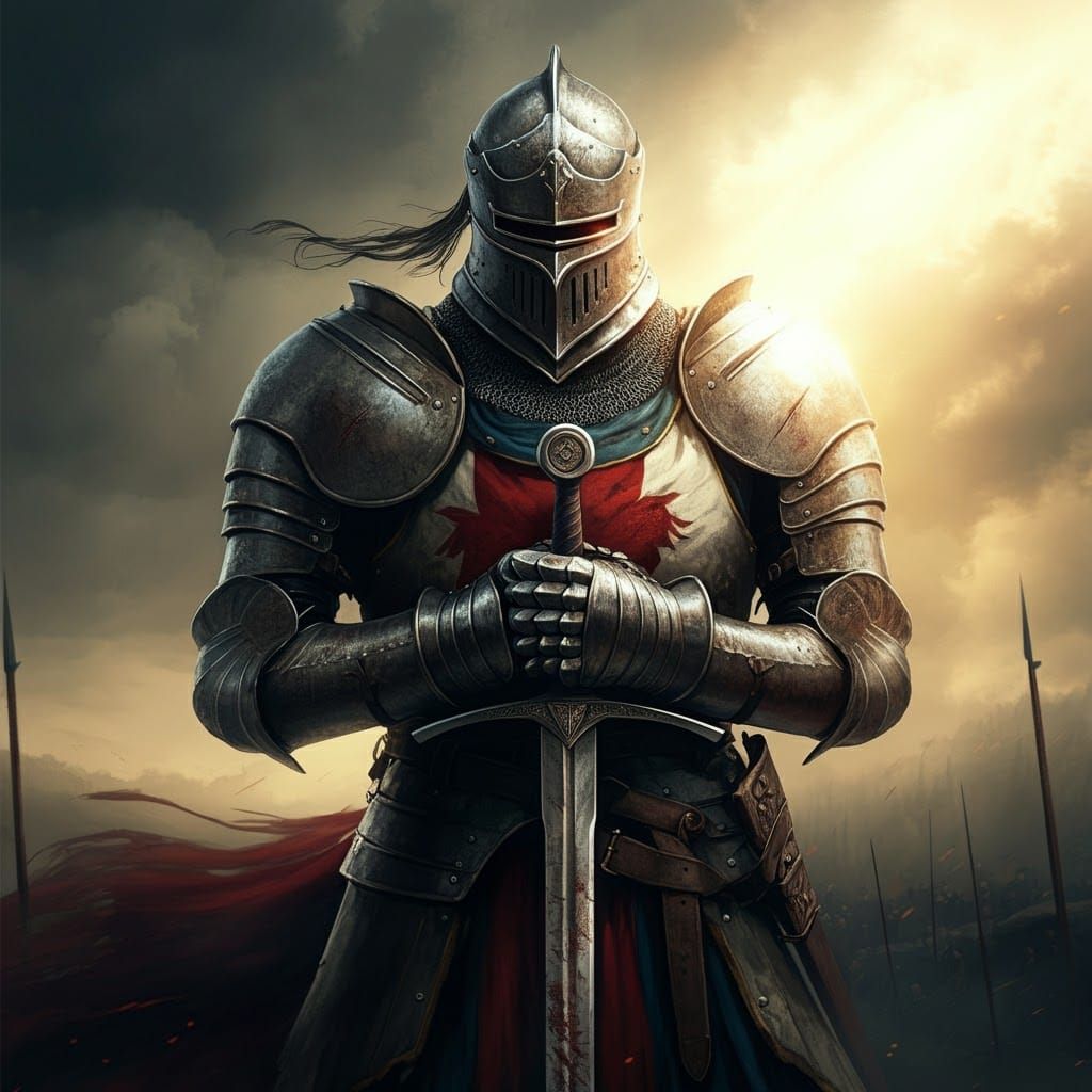 Heroic Knight in Sunlight: Hyper-Realistic Digital Art