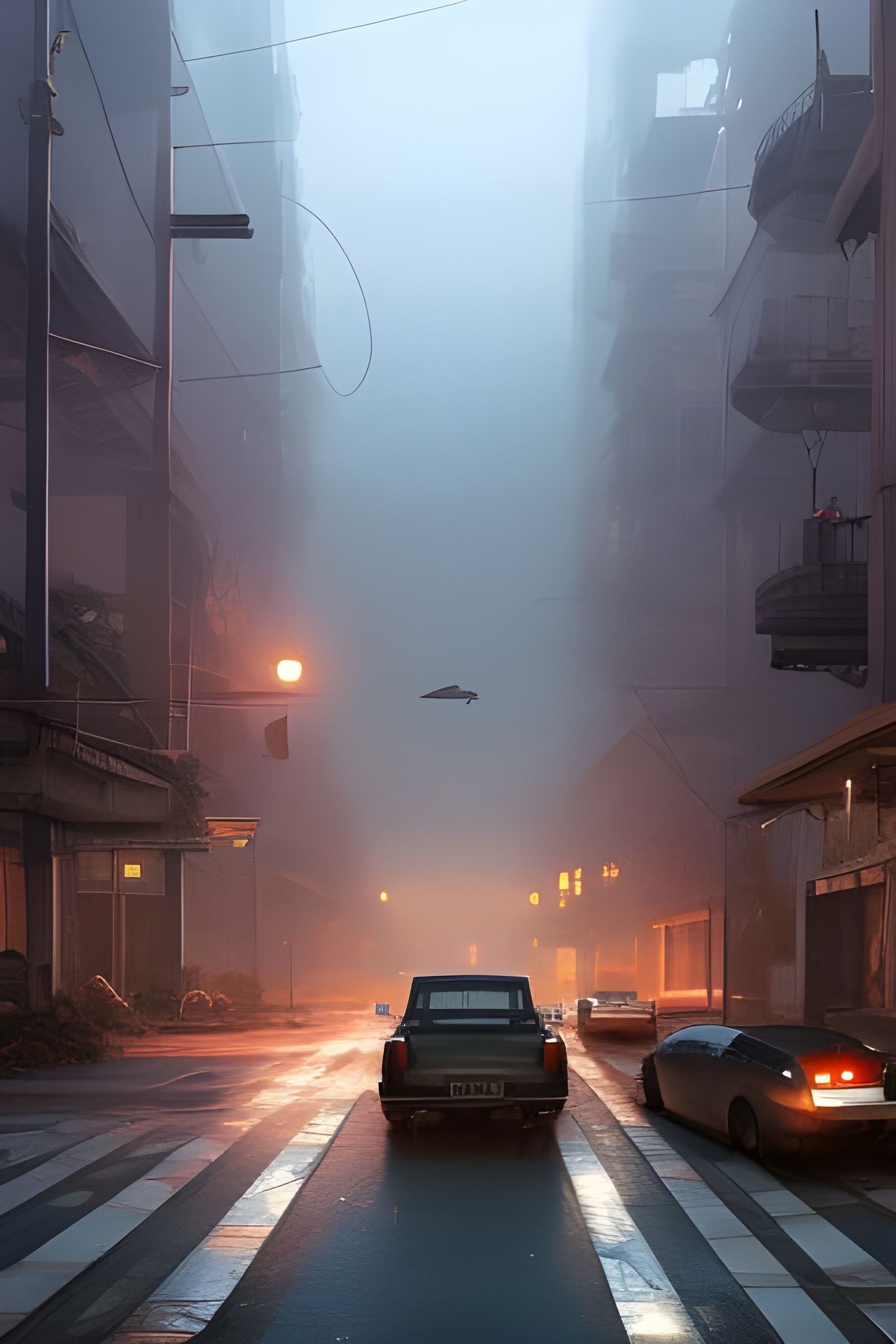 Eerie Misty Street at Night: Digital Concept Art