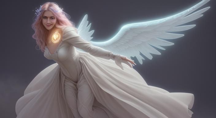 Techno Art Nouveau Angel in Hyperrealistic Style