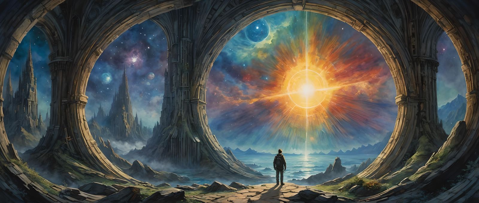 Cosmic Portal in Whimsical Candy Art Style