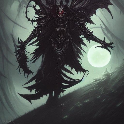 Sinister Demon Lord of Hell in a Nightmare Landscape