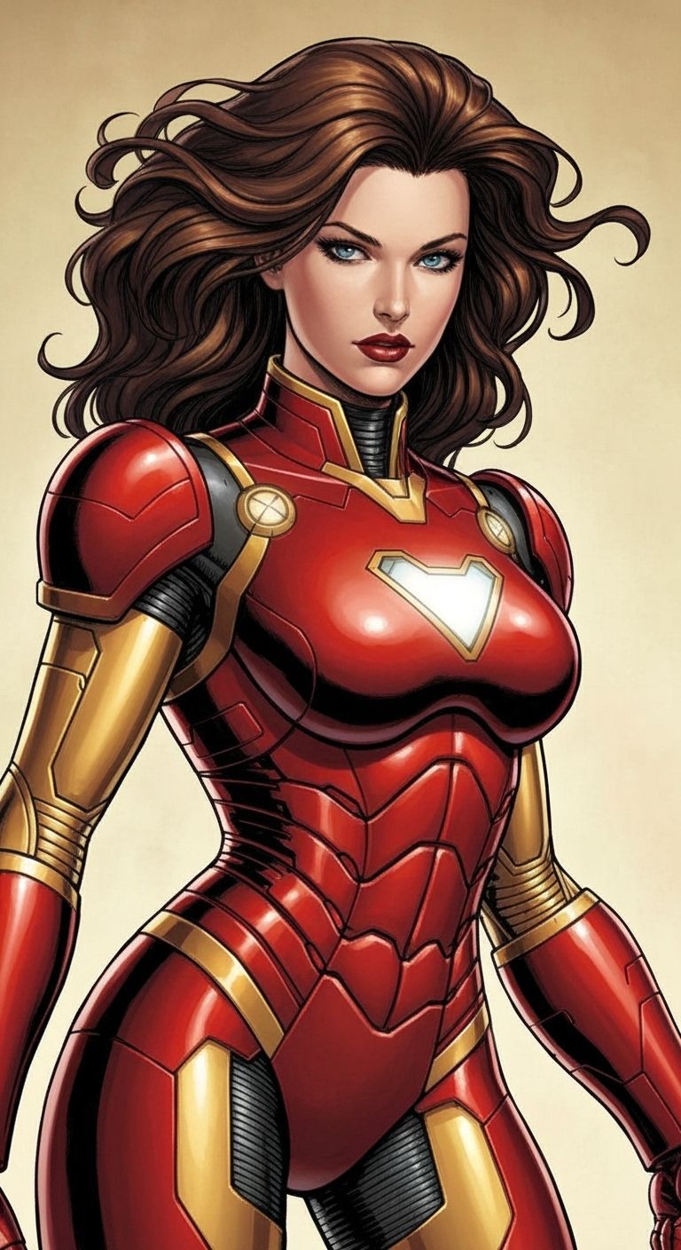 Iron Girl Armor: Tracy Stark in Comic Book Style