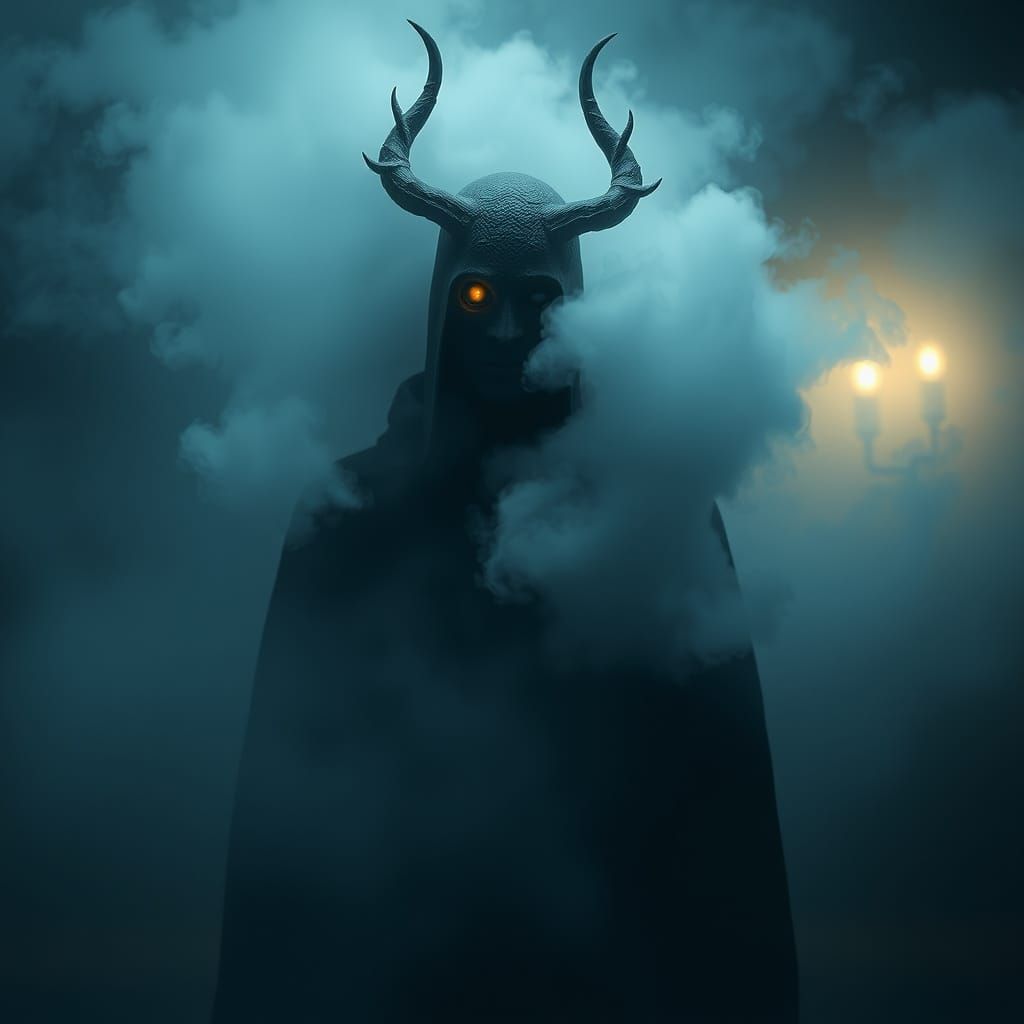 Mysterious Figure in Mist, Cinematic Style