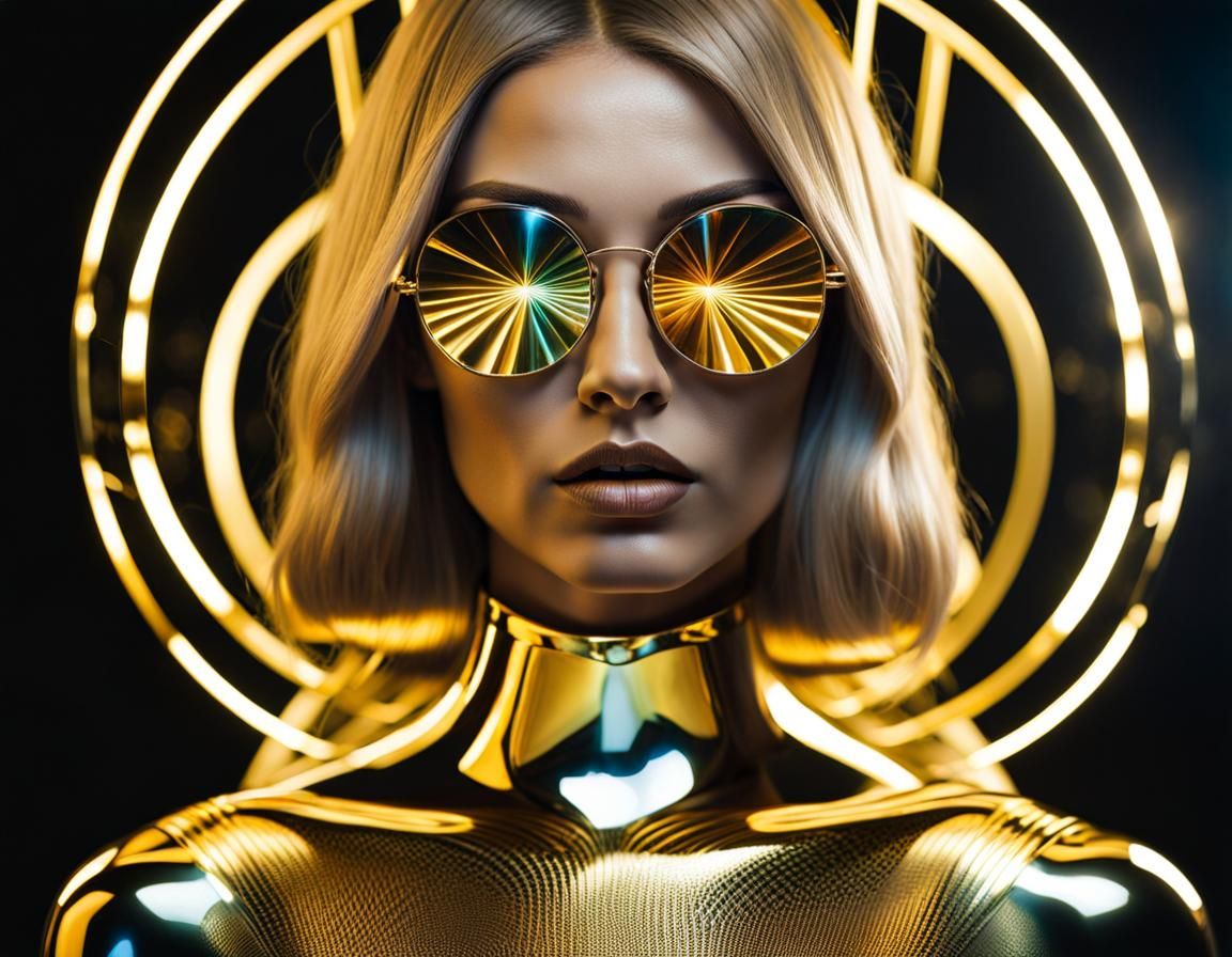 Woman Refracted Through Prismatic Lenses in Surreal Style
