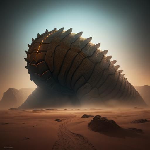Sandworm Emerges from Desert Sandstorm