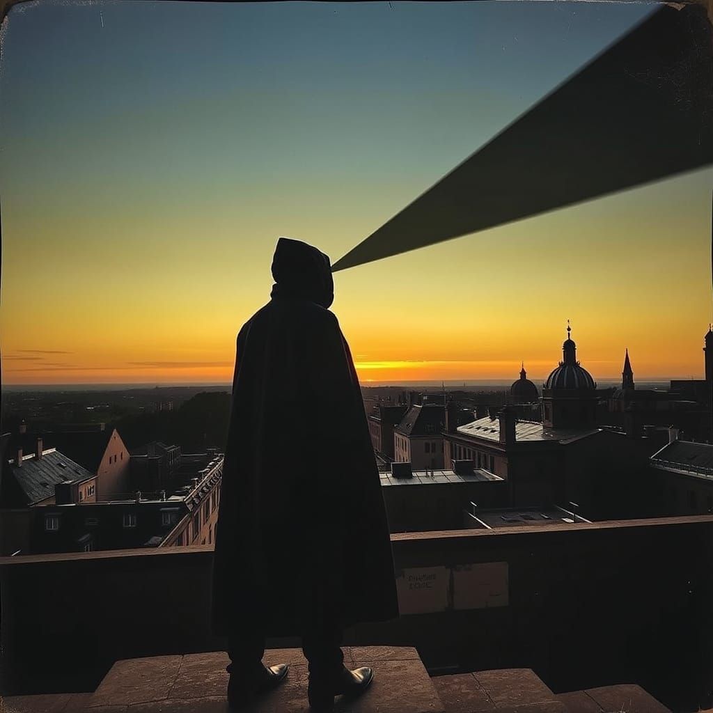 Surreal Cityscape at Dusk with Long Shadows