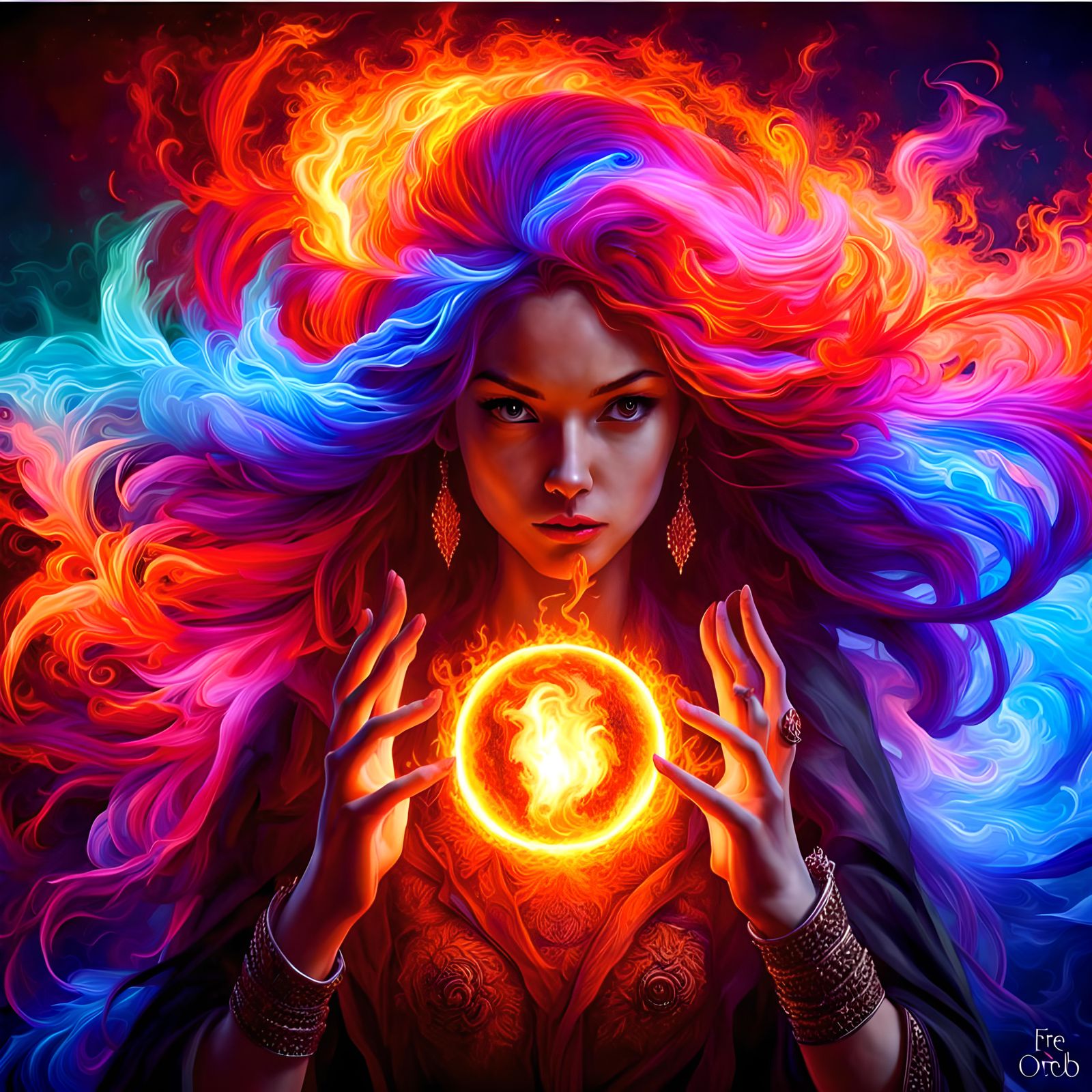 Beautiful fire soreceres, fire orb