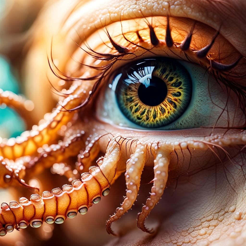 Surreal Octopus Eyelash Eye in Macro Photography