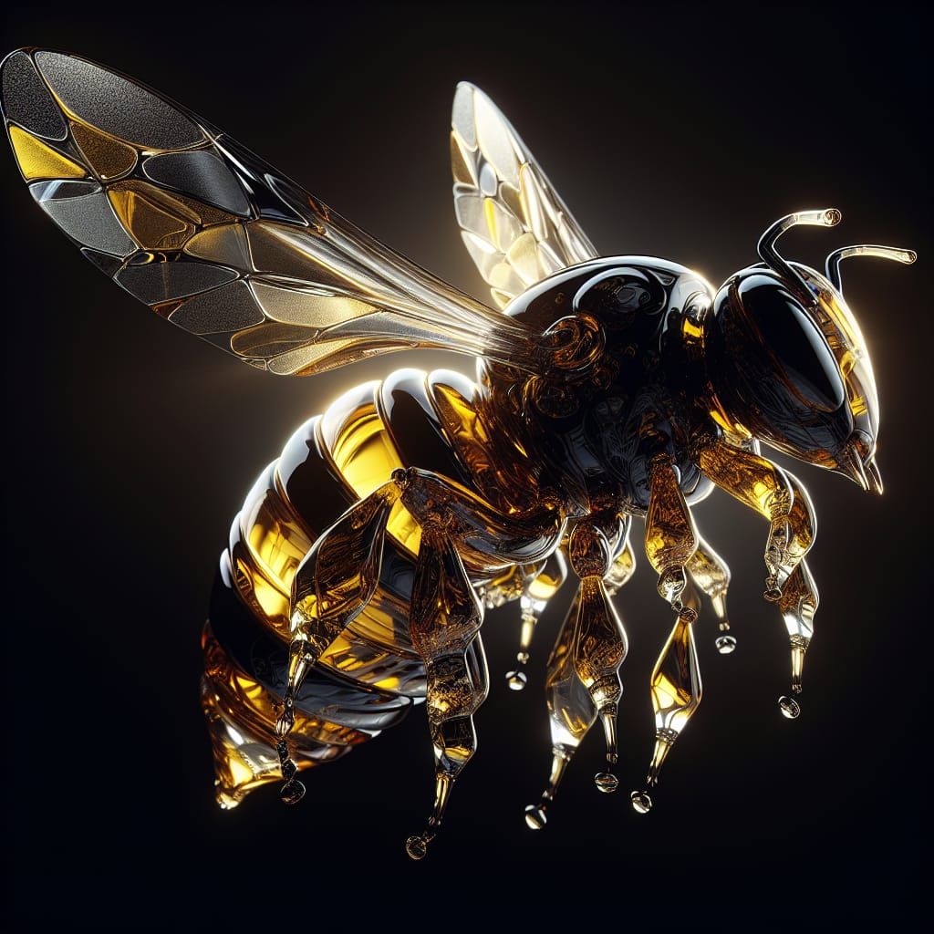 Crystal Glass Bee in Ultra-High Resolution 3D
