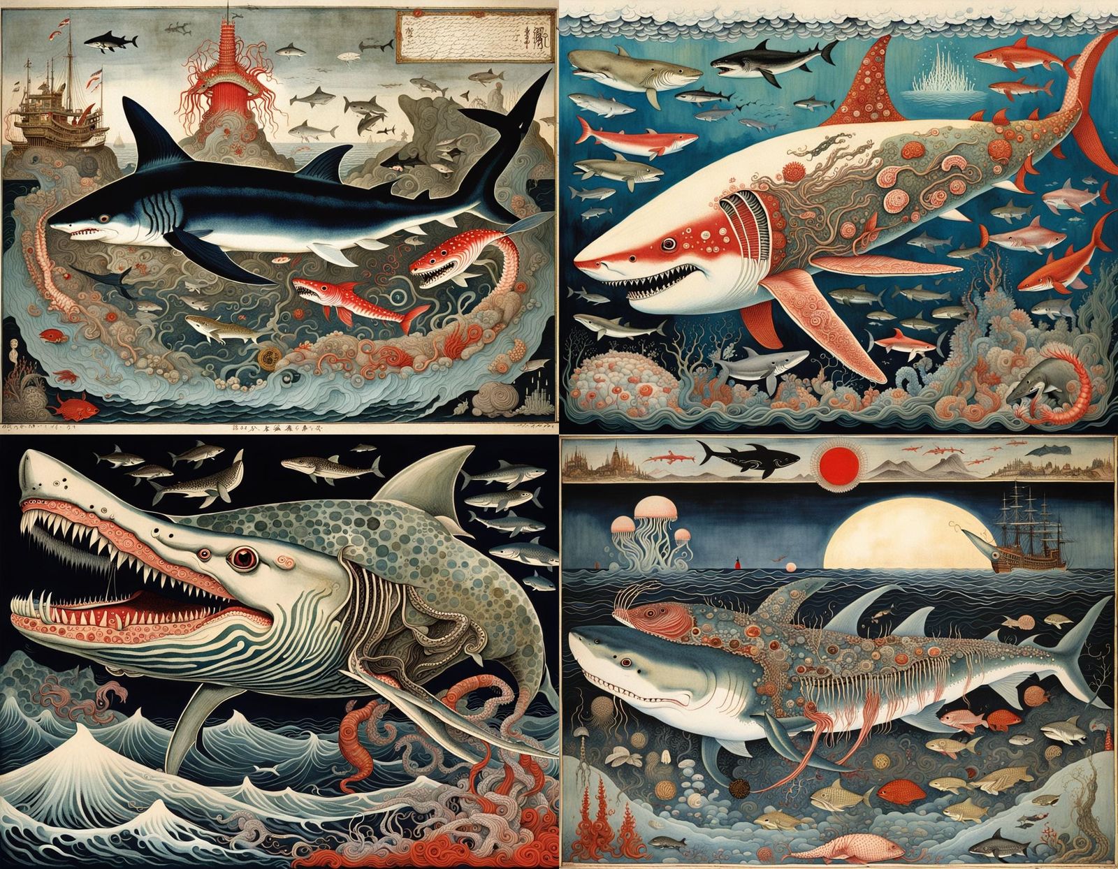 Horrific Shark-Whale Hybrid: A Macabre Seascape