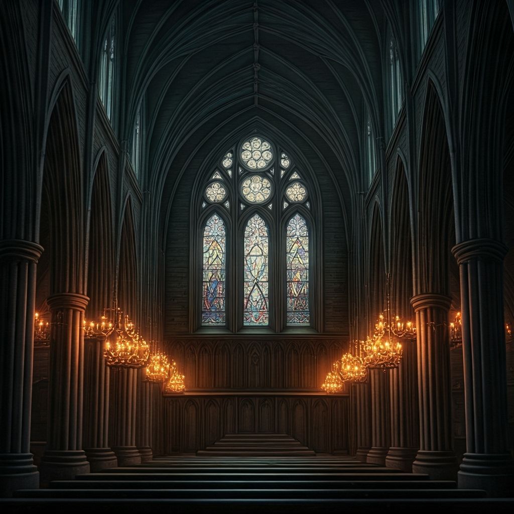 New England Church Rafters at Night Pencil Sketch