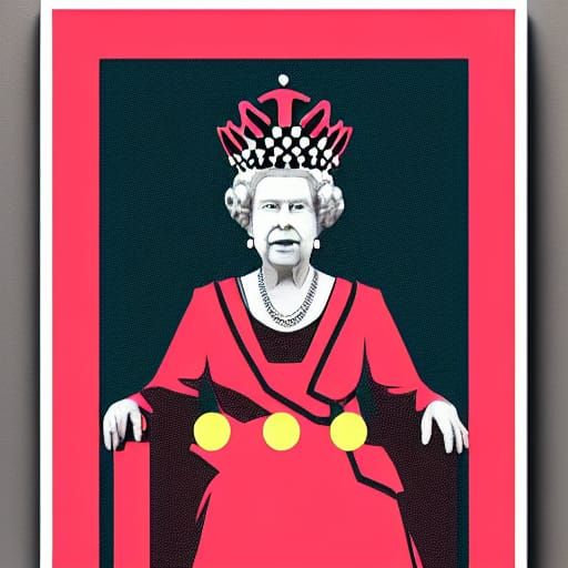 Queen Elizabeth Portrait in Pop Art Style