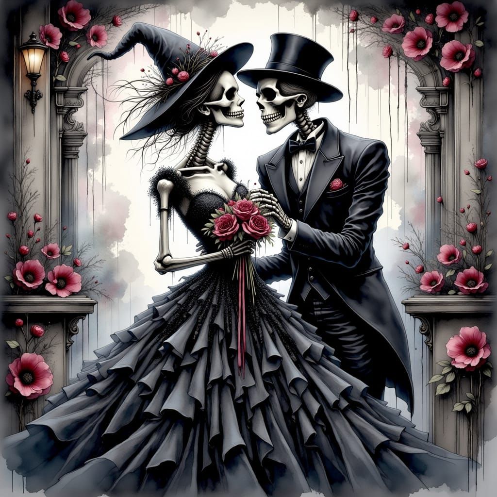 Skeleton Couple's Gothic Valentine's Day Romance