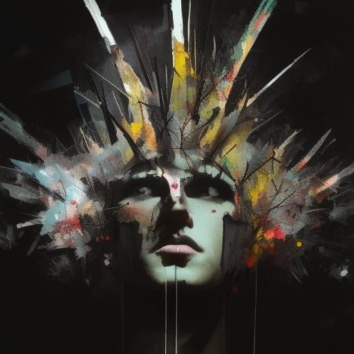 Colorful Ink Splash Crown of Thorns