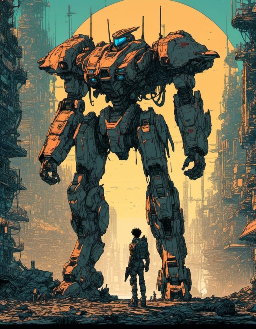Anime Style Mecha Robot Stands Proud