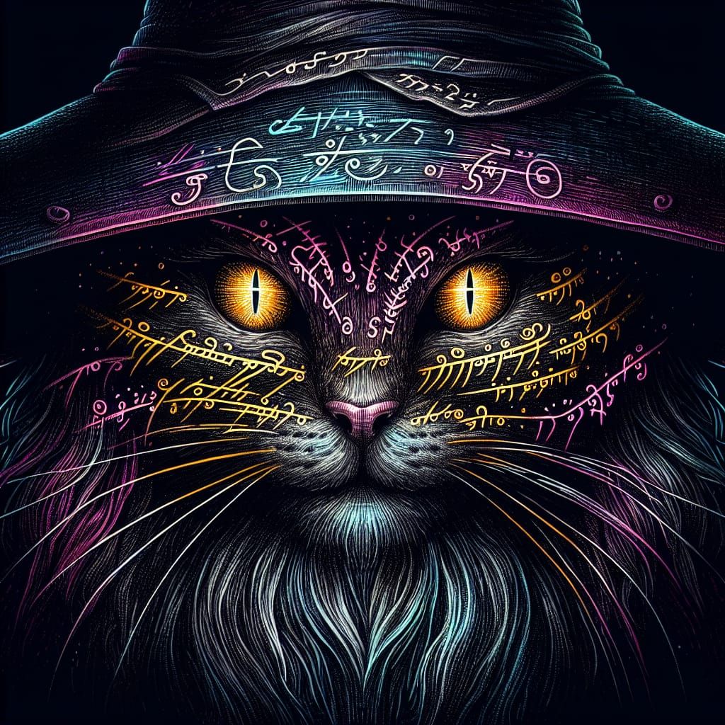 Cat Wizard Portrait in Dark Fantasy Style