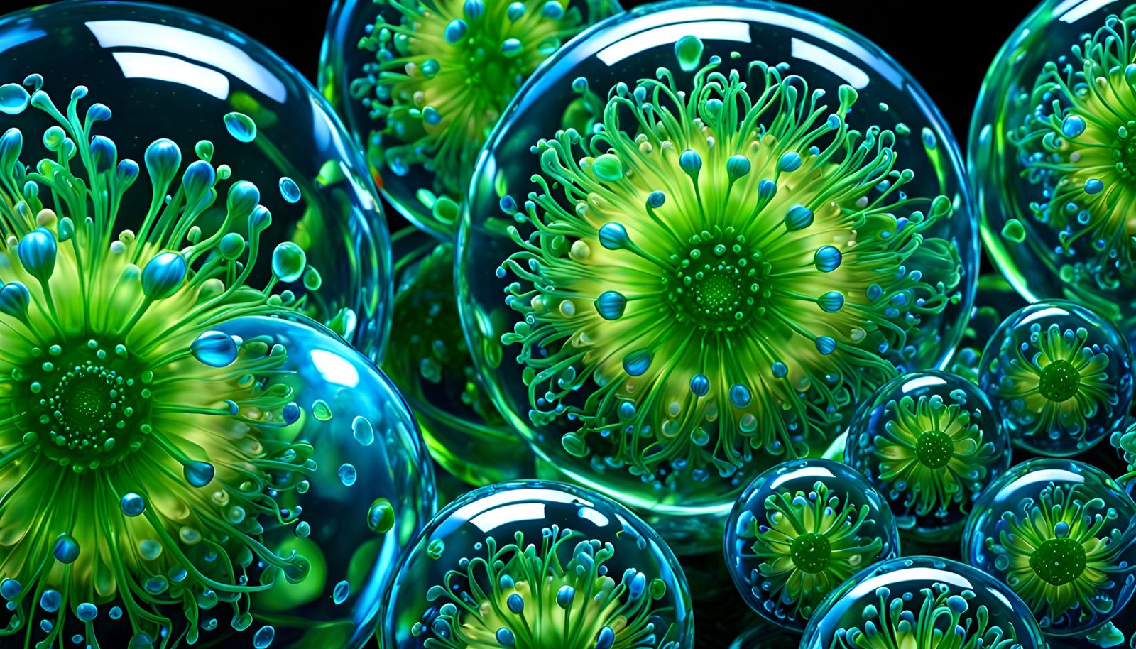 Biopunk Amoeba Lotus in Glass Orb