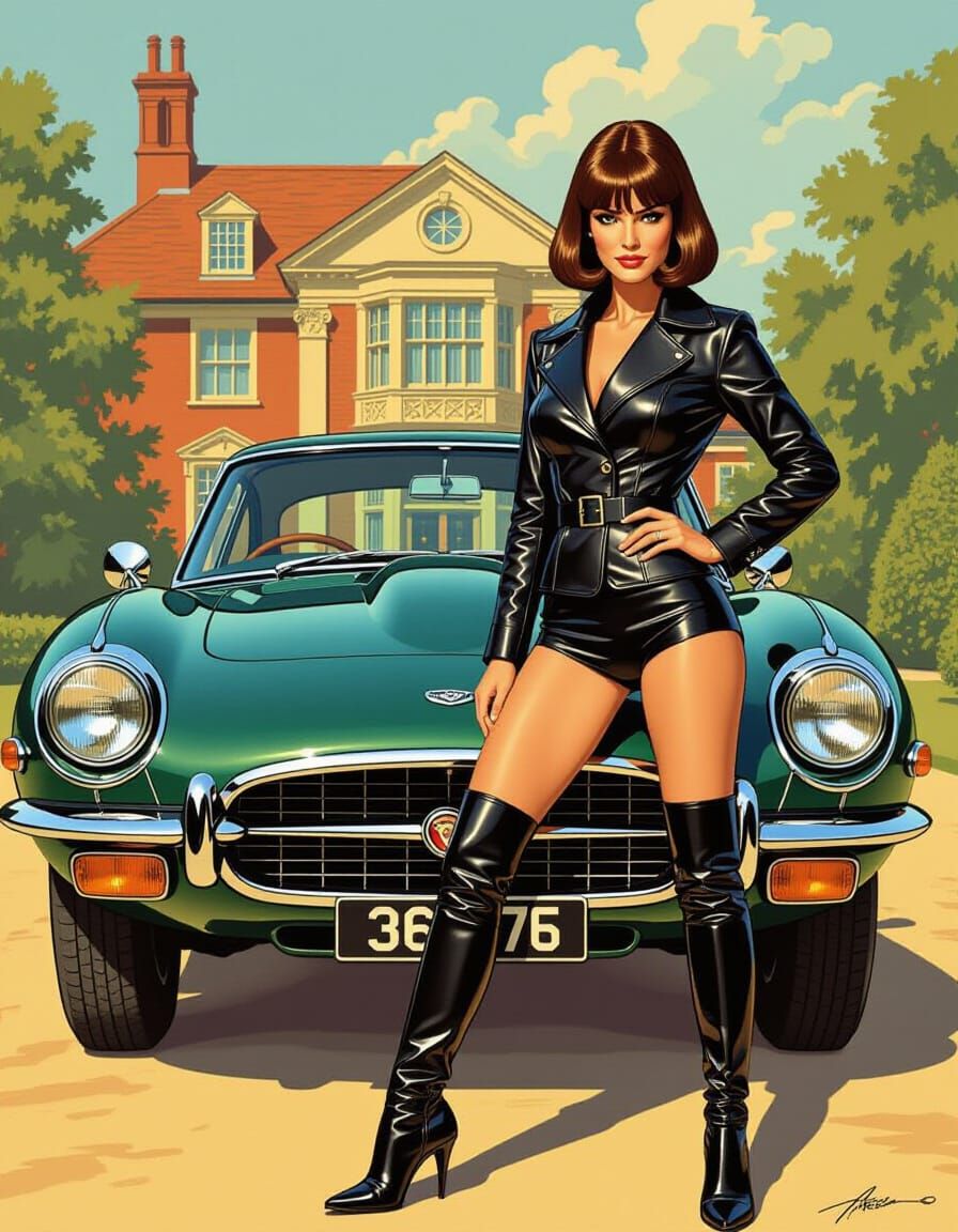 Emma Peel and Her Jaguar, Pulp Illustration