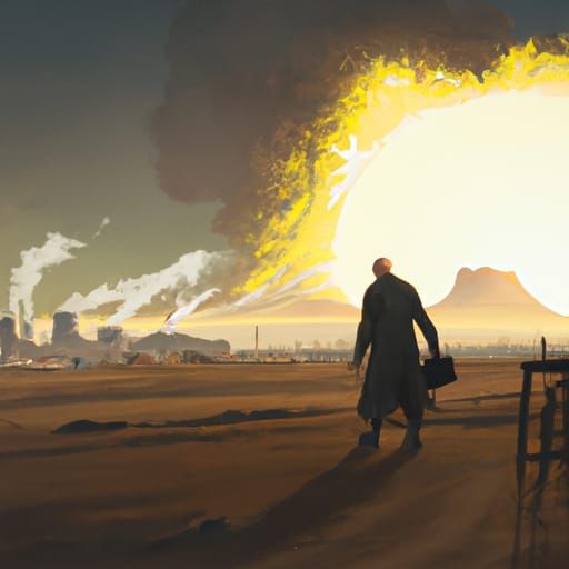 Walter White and Nuclear Explosion: Horror Concept Art
