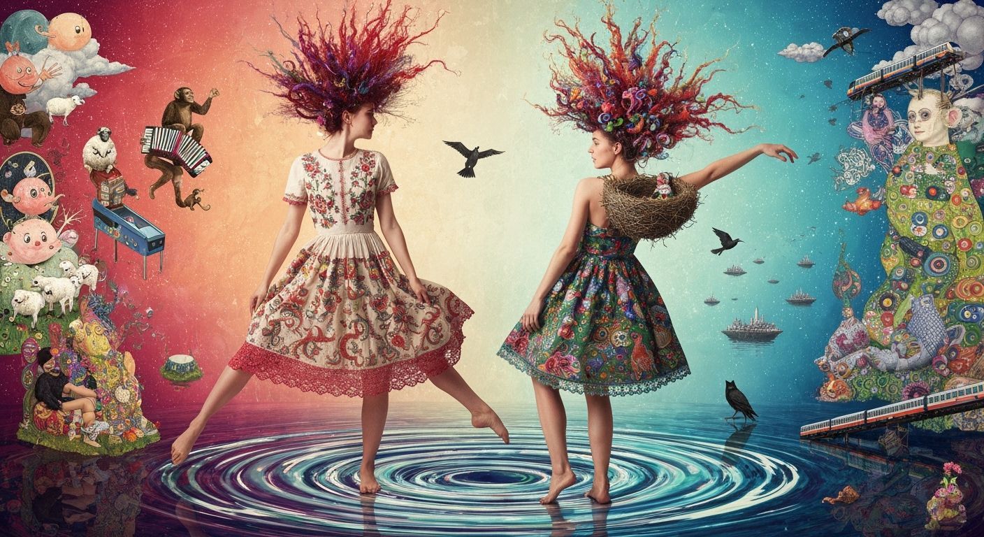 Psychedelic Dancer with Flowing Ink and Braids