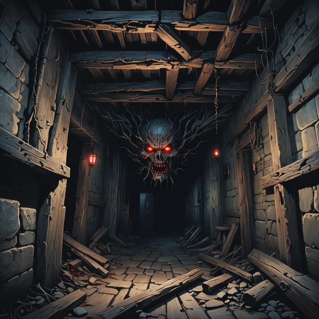 Evil Spirit Lurking in Dark Fantasy Horror Scene