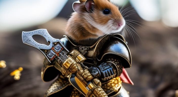 Hamster in Warhammer Armor: A Realistic Photo