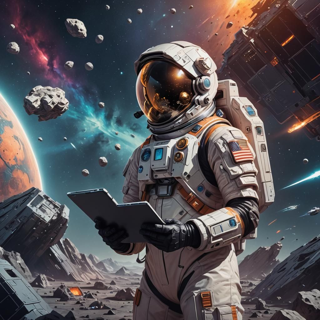 Government Representative Surveys Asteroid Field in Spacesui...