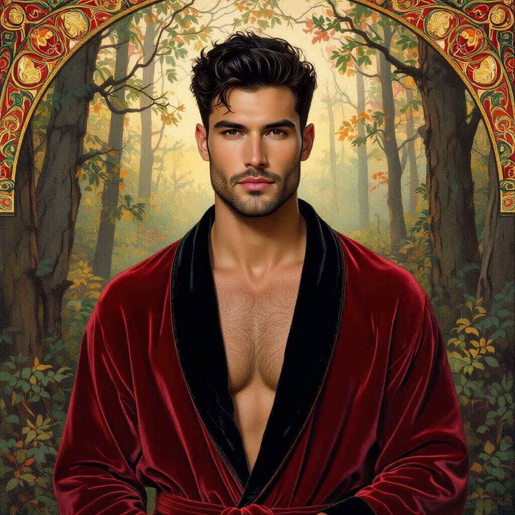 Impressionist Portrait: Handsome Man in Velvet Robe