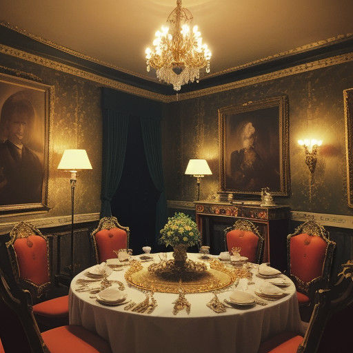 Surreal Gothic Teaparty in Victorian Parlor
