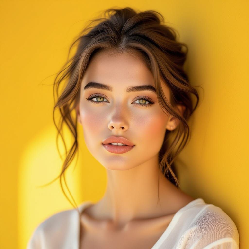 Serene Woman in Golden Light, Minimalist Portrait