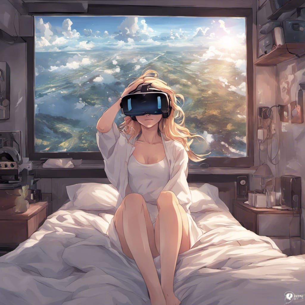 Anime Woman Waking Up in Virtual Reality