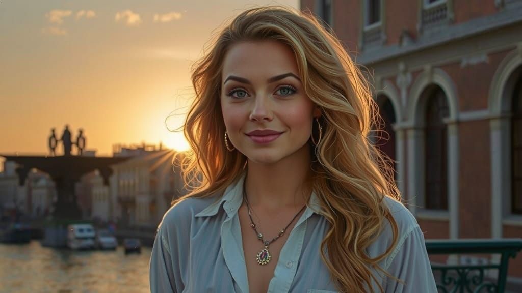 A beautiful woman posing for a portrait in Venice, Italy