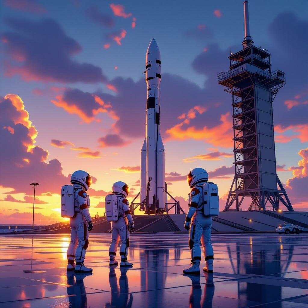 Astronauts at SpaceX Starship Launch Complex