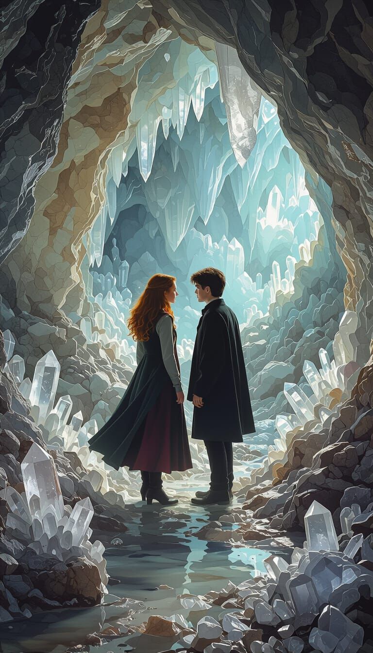 Ginny Weasley and Harry Potter in Mystical Crystal Cavern