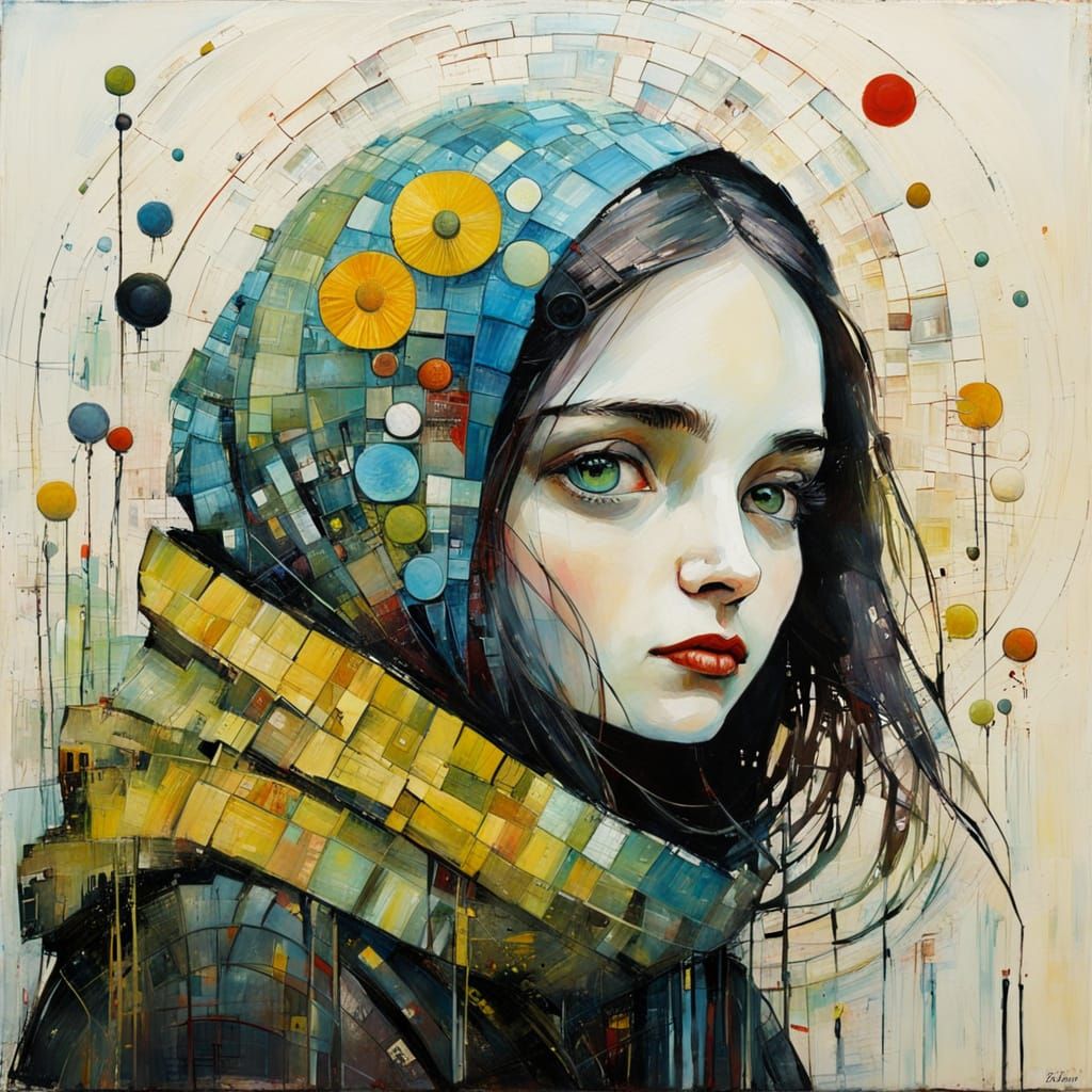 Encaustic Painting with Primitive Naive Style