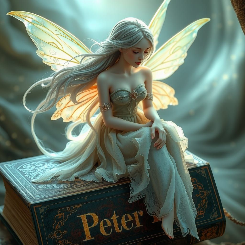 Porcelain Fairy Reading Peter Pan, Pre-Raphaelite Style