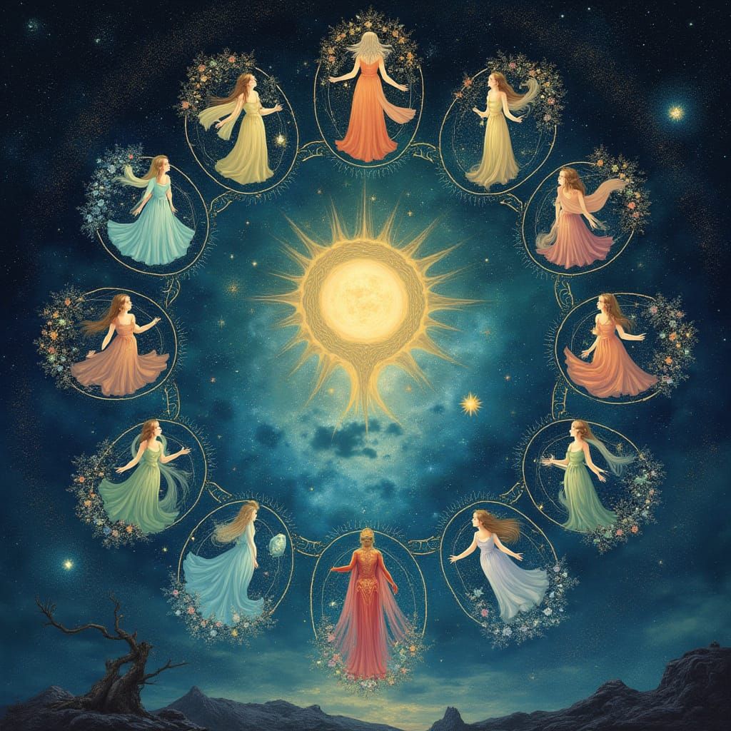 Celestial Zodiac Dreamscapes in Surrealist Style
