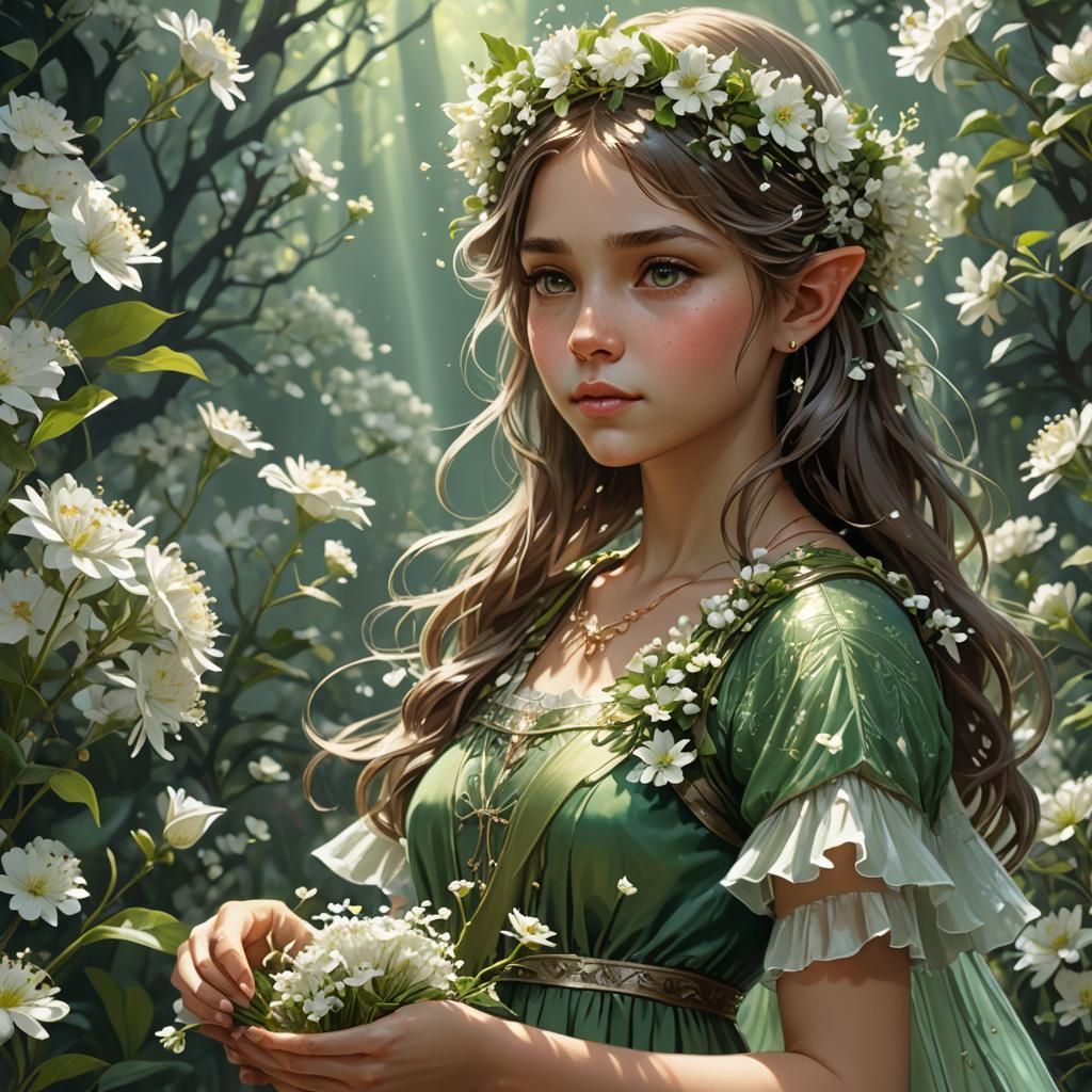 Beautiful Fairy Girl Portrait in Detailed Digital Art