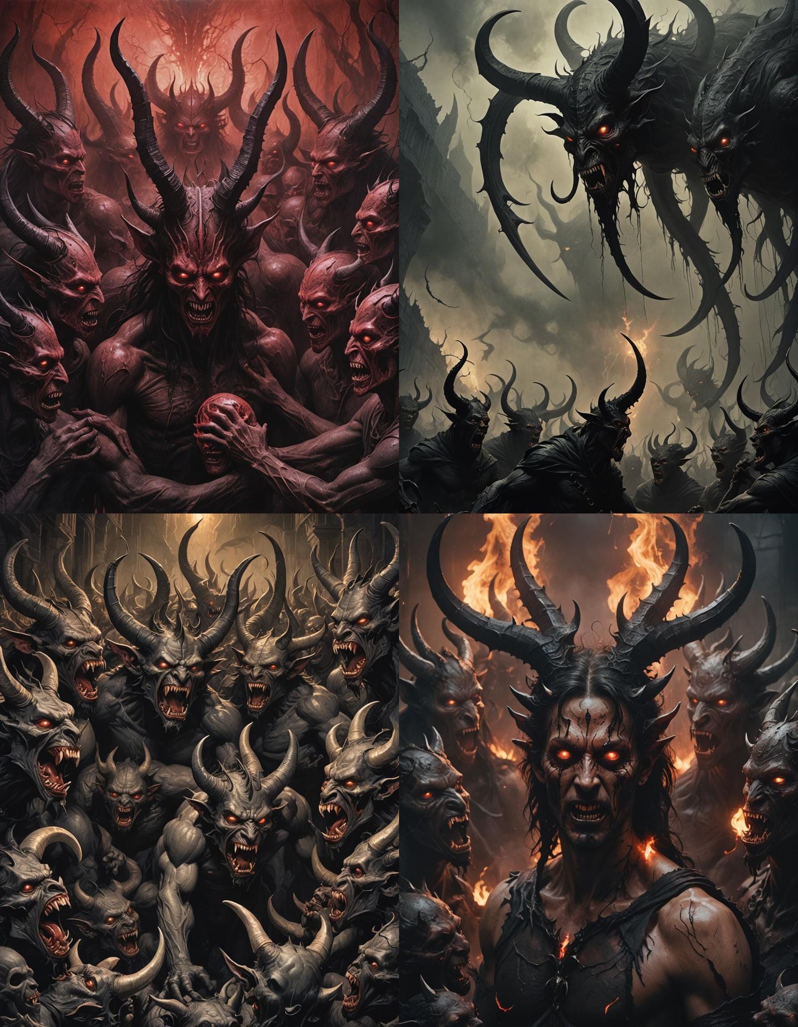 Demons Licking Wounds: A Dark Art Depiction