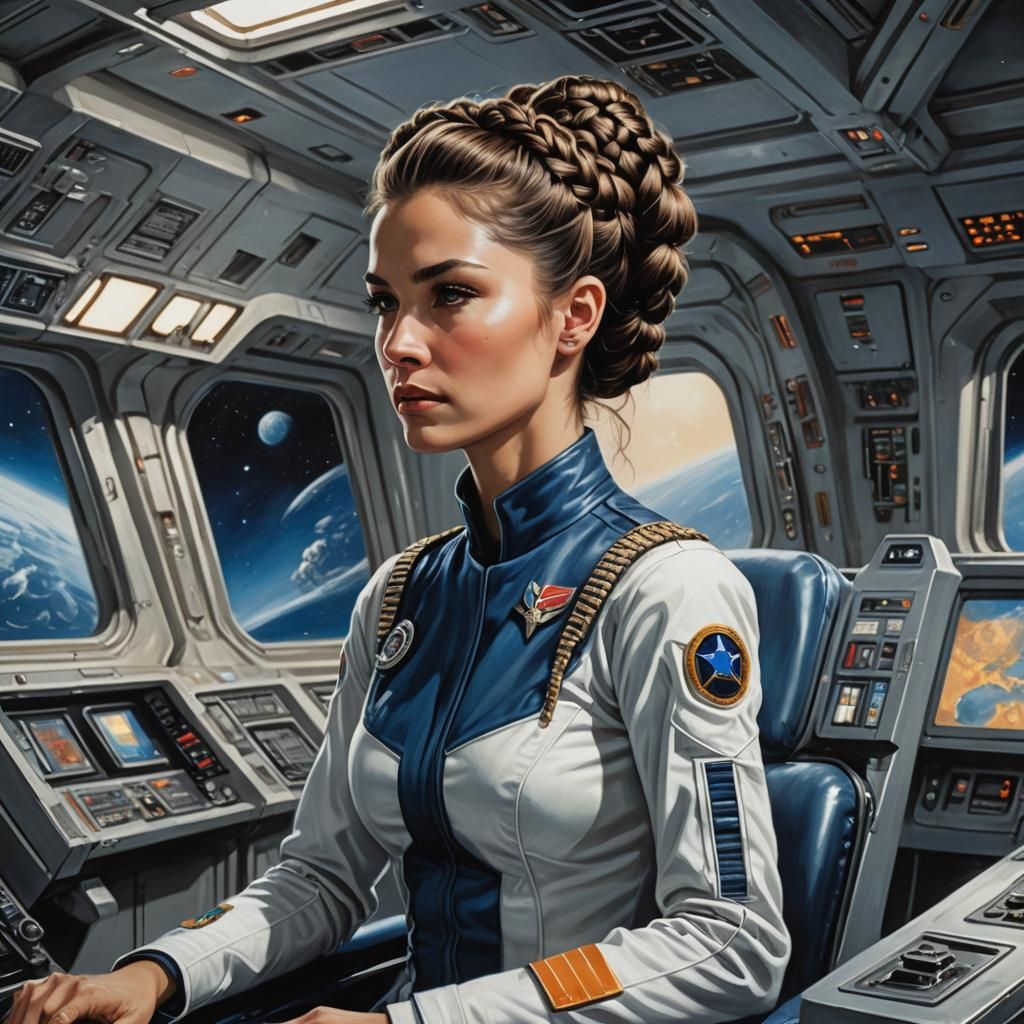 Guatemalan Space Navy Officer in Retro-Futuristic Style