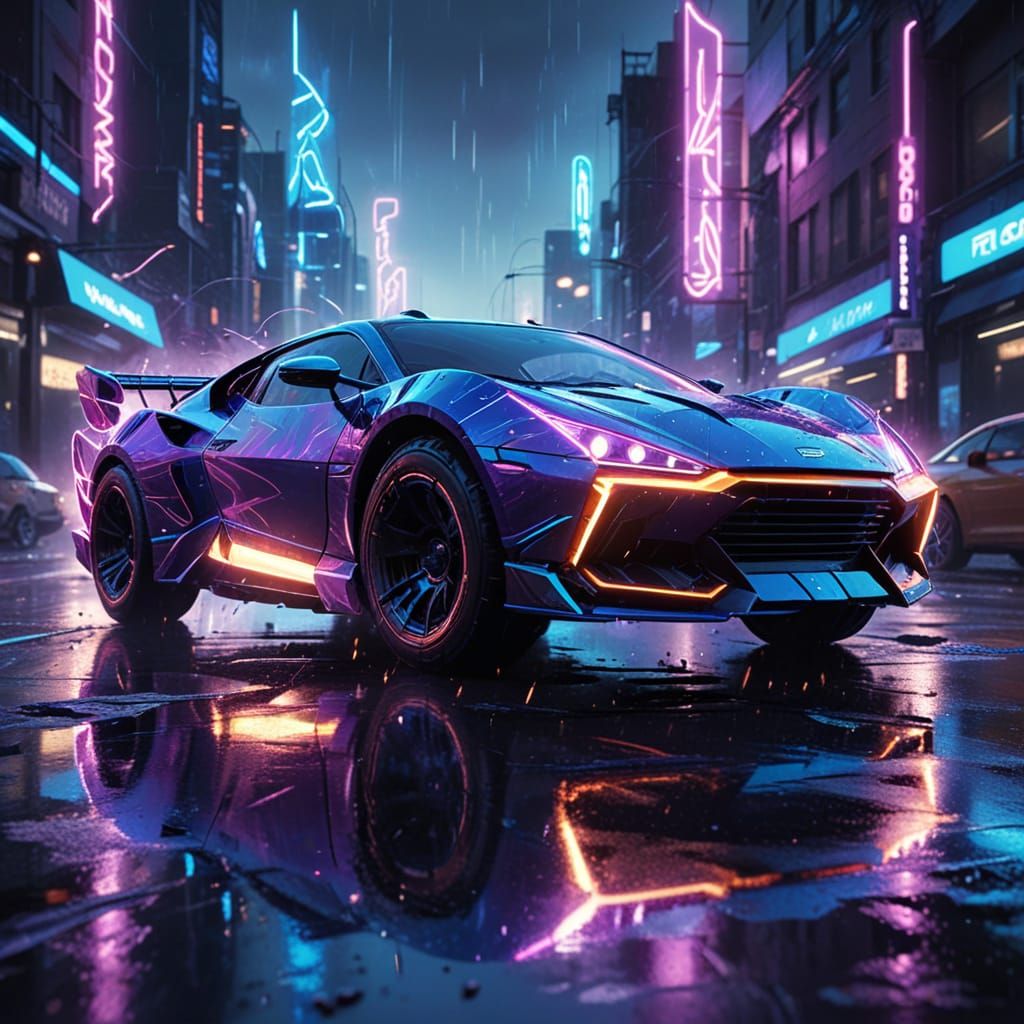 Cyberpunk Warriors Fighting in Neon Cityscape