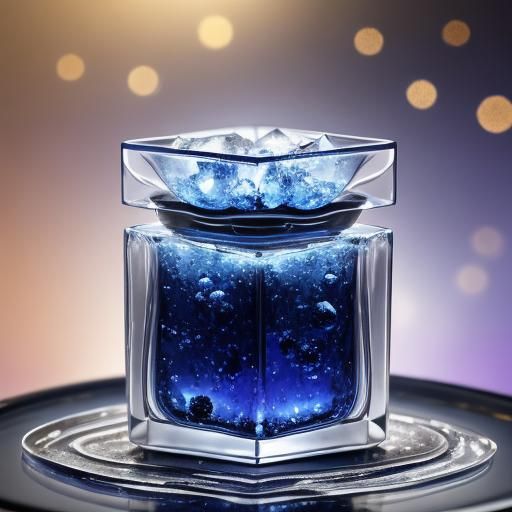 Sapphire with semi-transparent swirls and ice cubes, contained in an iron vial. The potion smells like cinnamon and tast...